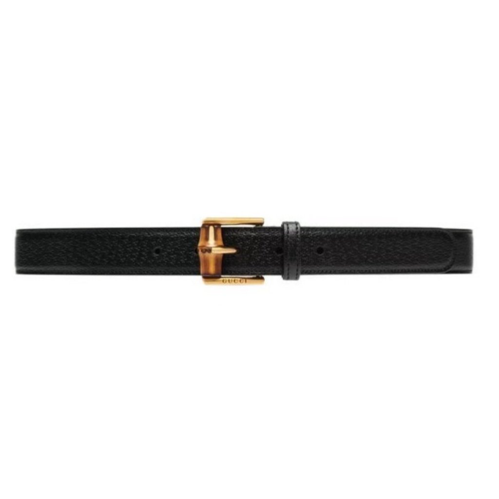 Gucci Dollar Pigprint Leather Bamboo W3.0cm Belt Black 120cm 699954